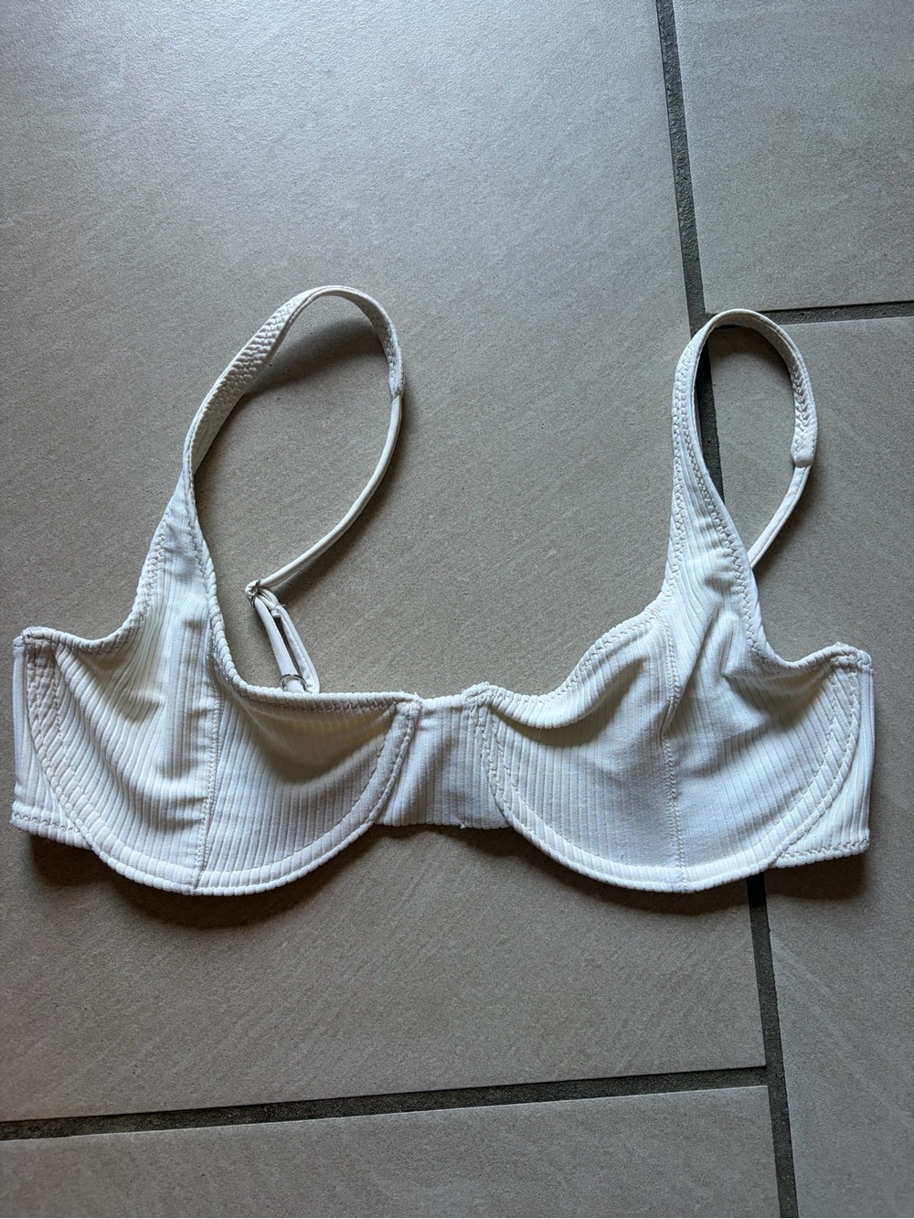 Frankie’s Bikinis White Ribbed Underwire bikini top